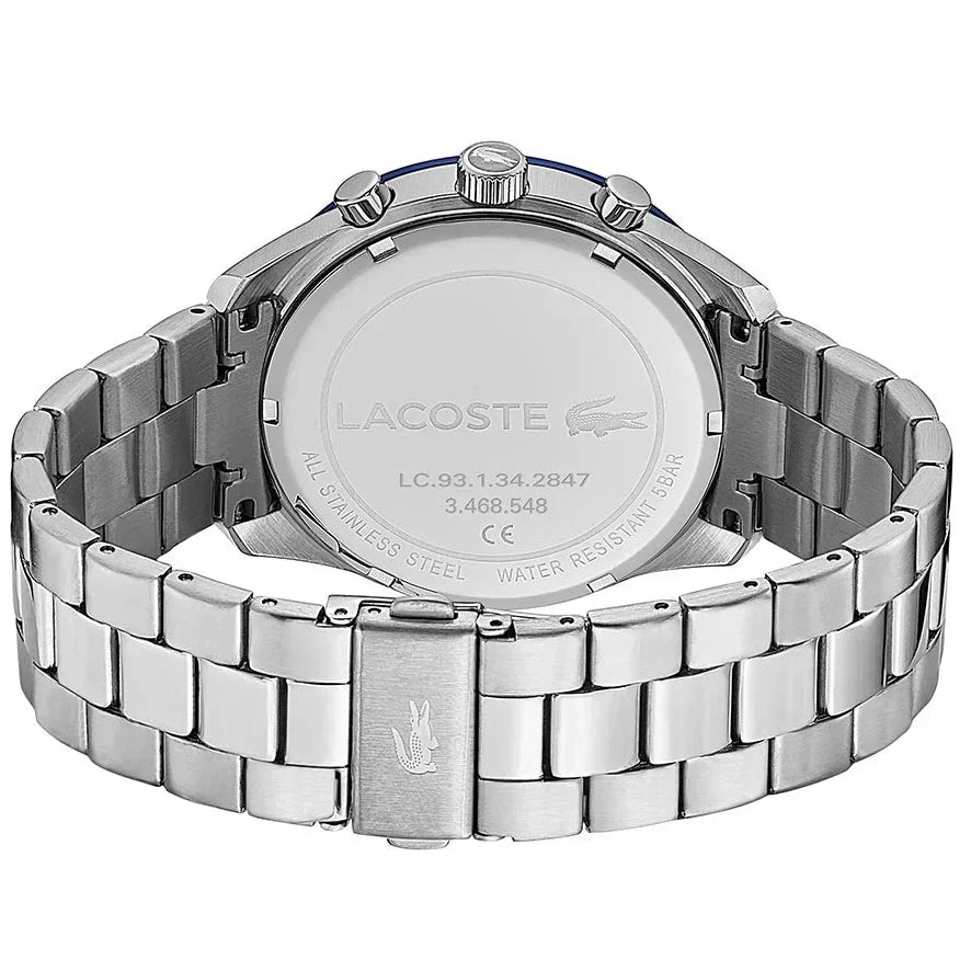 Lacoste Boston Chronograph Blue Dial Silver Steel Strap Watch for Men - 2011081