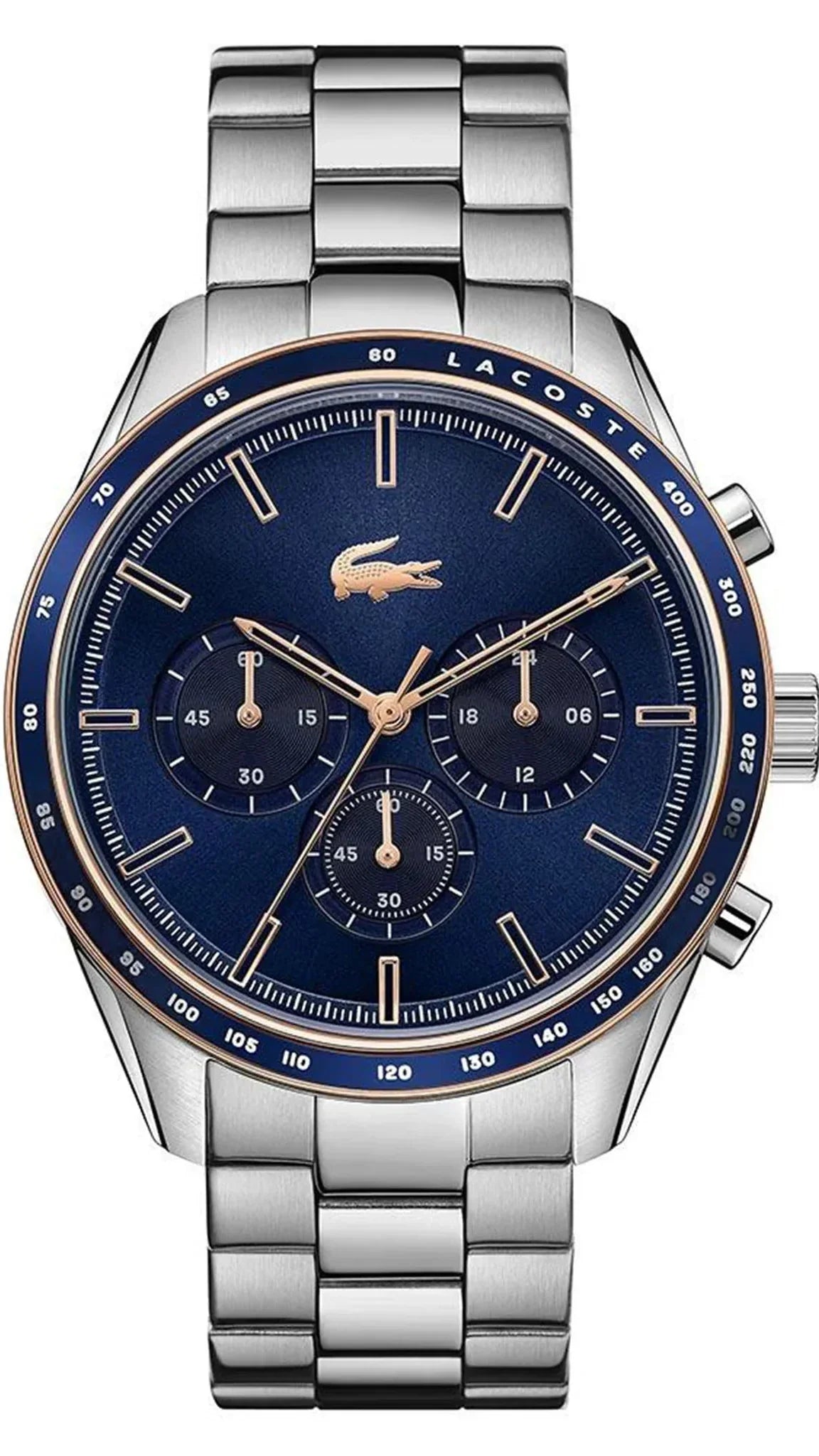 Lacoste Boston Chronograph Blue Dial Silver Steel Strap Watch for Men - 2011081
