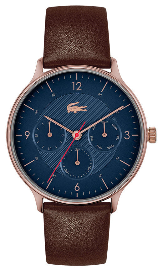 Lacoste Club Blue Dial Brown Leather Strap Watch for Men - 2011141