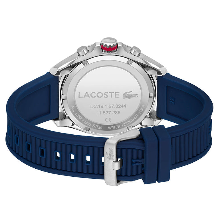 Lacoste Tiebreaker Chronograph Blue Dial Blue Silicon Strap Watch for Men - 2011154
