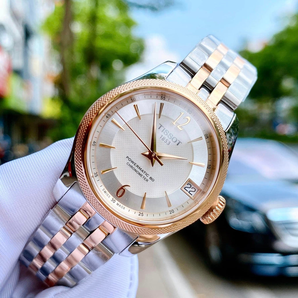 Tissot Ballade Powermatic 80 Cosc Mother of Pearl Dial Two Tone Steel Strap Watch For Women - T108.208.22.117.01