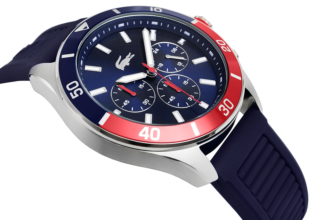 Lacoste Tiebreaker Chronograph Blue Dial Blue Silicon Strap Watch for Men - 2011154