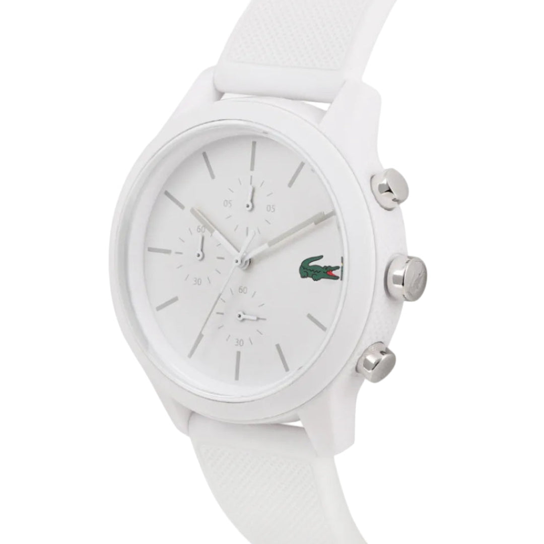 Lacoste 12.12 Chronograph White Dial White Silicon Strap Watch for Men - 2010974