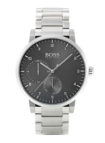Hugo Boss Oxygen Chronograph Grey Dial Silver Steel Strap Watch for Men - 1513596