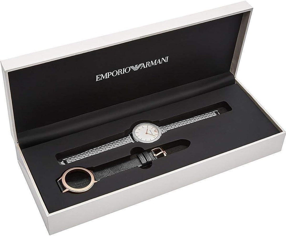 Emporio Armani Interchangeable Mother of Pearl Dial Silver Steel Strap Watch For Women - AR80020