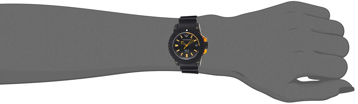 Emporio Armani Sportivo Quartz Black Dial Black Silicone Strap Watch For Men - AR5969