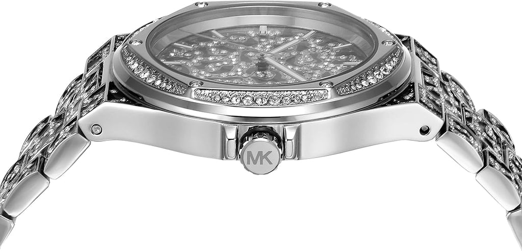 Michael Kors Lennox Analog Crystals Silver Dial Silver Steel Strap Watch For Women - MK7408