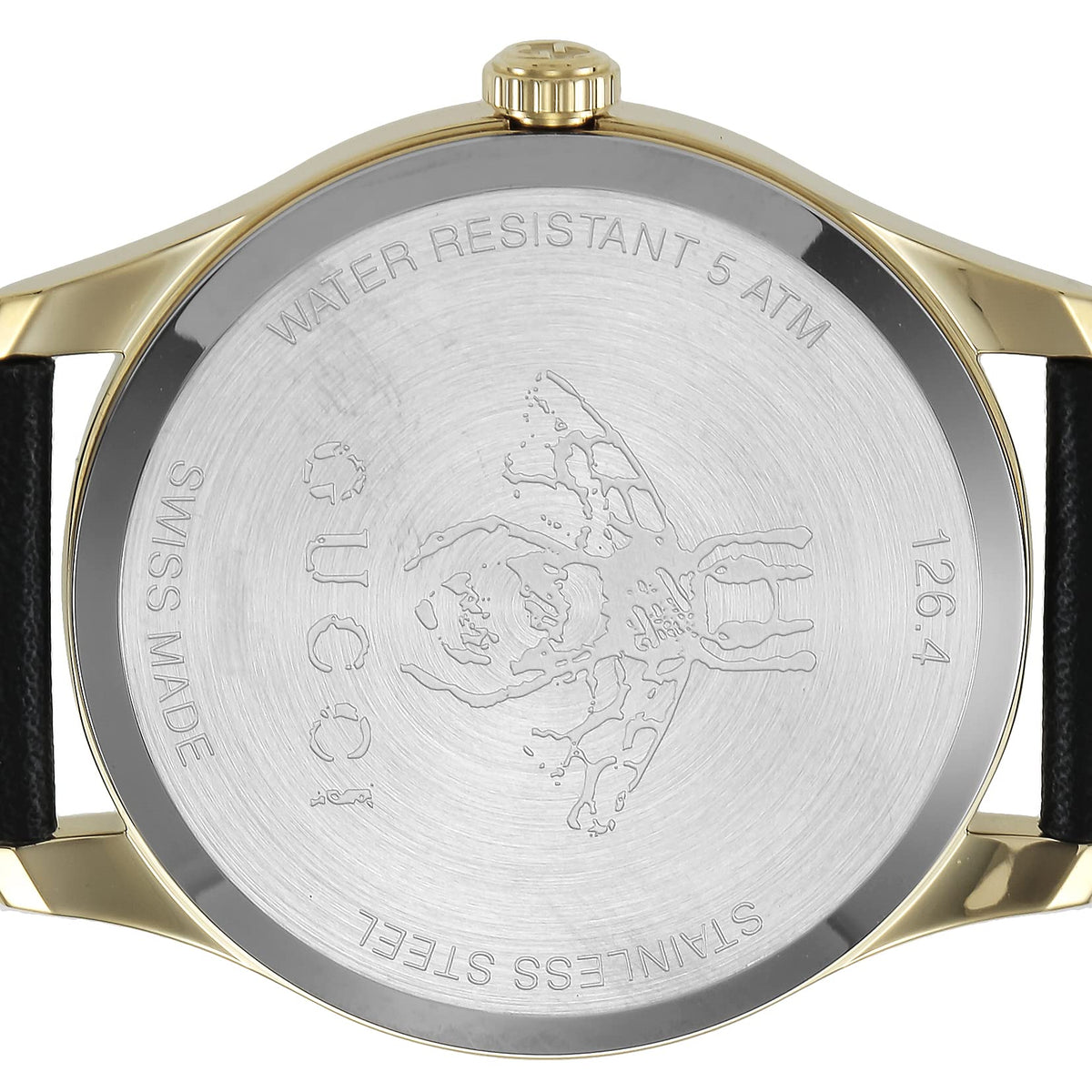 Gucci G-Timeless Mother of Pearl Dial Black Leather Strap Watch For Women - YA126589
