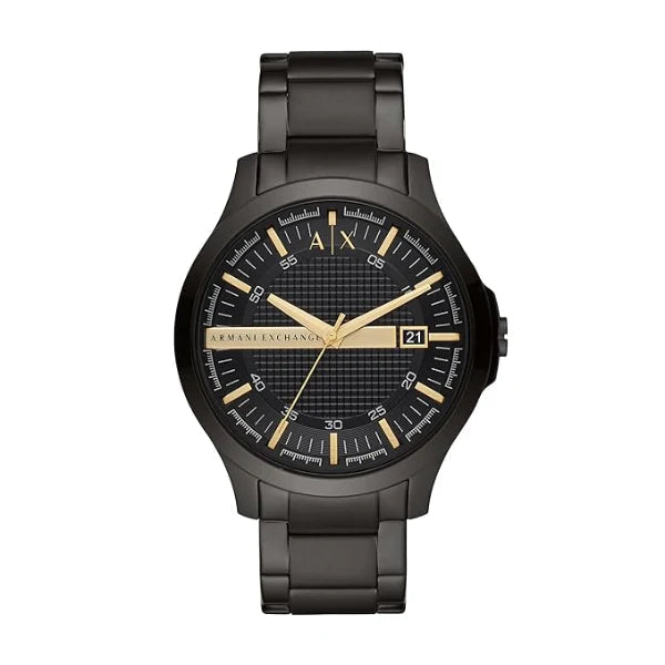 Armani Exchange Hampton Chronograph Black Dial Black Steel Strap Watch For Men - AX2413