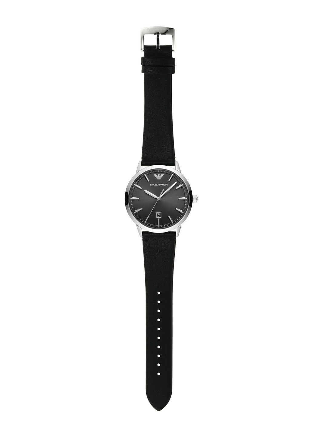 Emporio Armani Ruggero Black Dial Black Leather Strap Watch for Men - AR11193