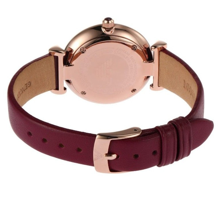 Emporio Armani Gianni T Bar Crystals Purple Dial Purple Leather Strap Watch for Women - AR11487
