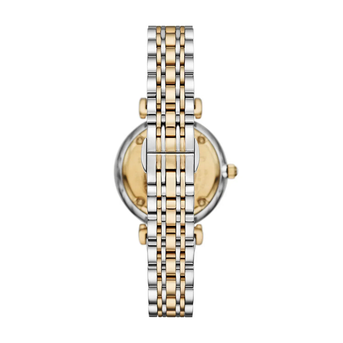 Emporio Armani Gianni T-Bar Beige Dial Two Tone Steel Strap Watch for Women - AR11702