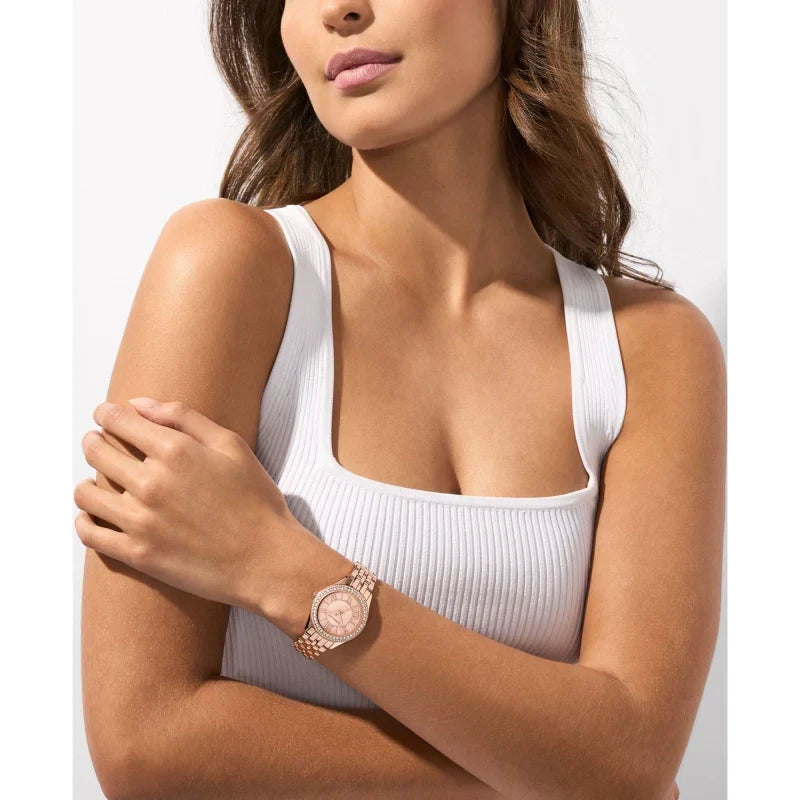 Michael Kors Harlowe Three-Hand Rose Gold Dial Rose Gold Steel Strap Watch for Women - MK4845