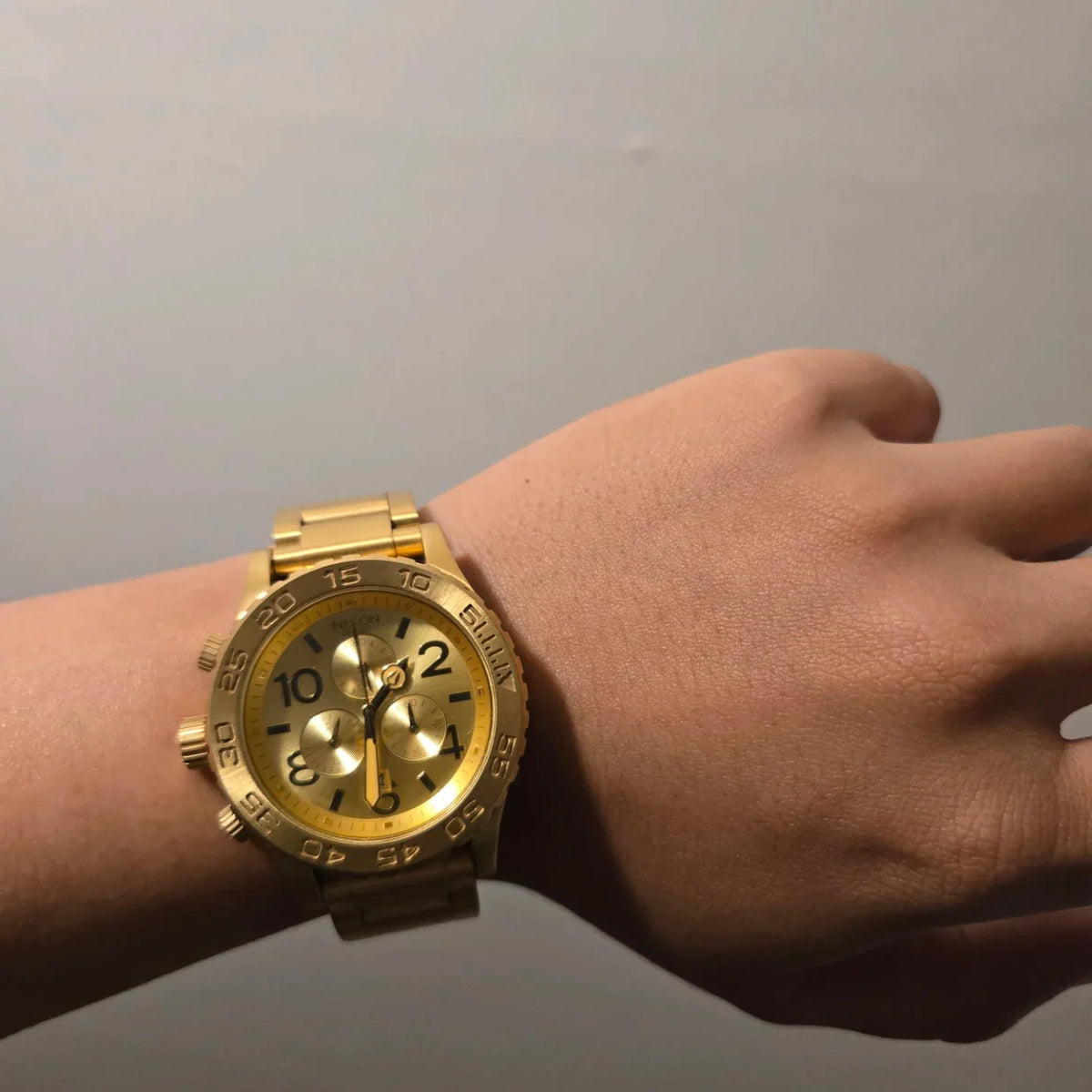 Nixon 42-20 Chrono Gold Dial Gold Steel Strap Watch for Men - A037-502