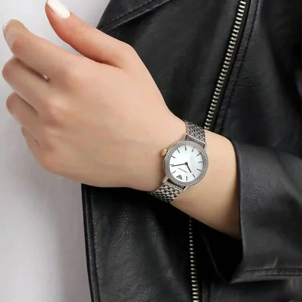 Emporio Armani Interchangeable Mother of Pearl Dial Silver Steel Strap Watch For Women - AR80020