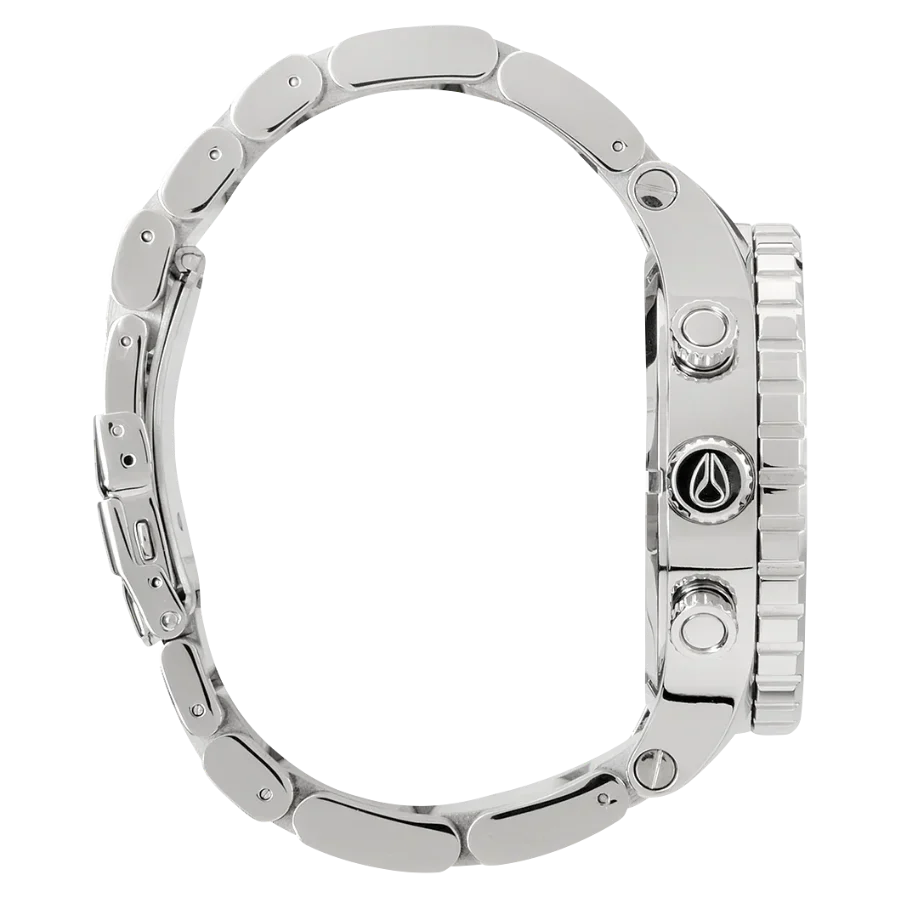 Nixon 51-30 Chrono Silver Dial Silver Steel Strap Watch for Men - A083-488