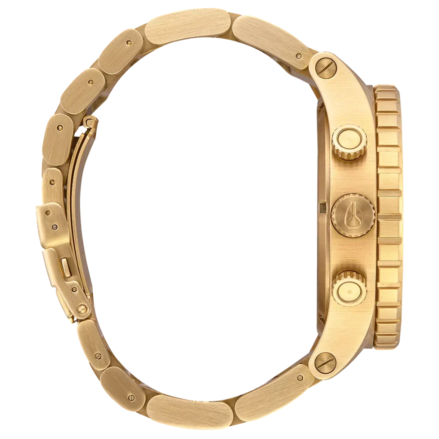 Nixon 51-30 Chrono Black Dial Gold Steel Strap Watch for Men - A083-510