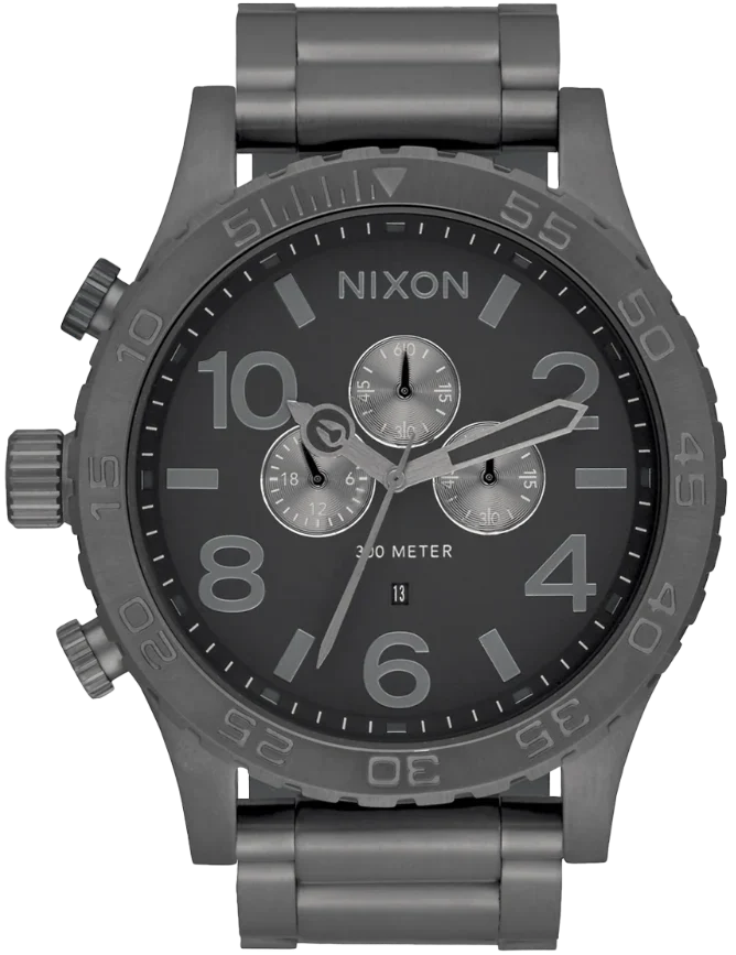 Nixon 51-30 Chrono Gunmetal Dial Gunmetal Steel Strap Watch for Men - A083-632