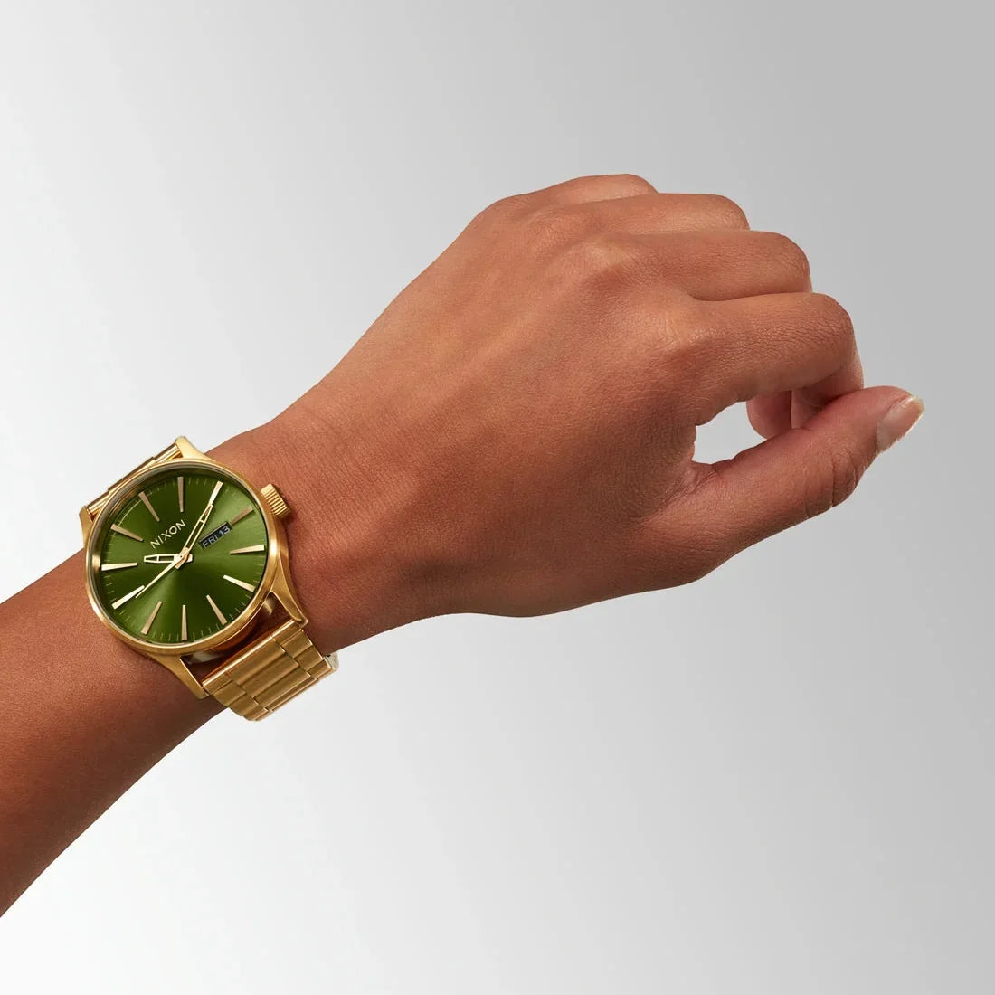 Nixon Sentry Green Dial Gold Steel Strap Watch for Men - A356-1919