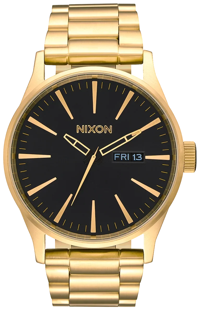 Nixon Sentry Black Dial Gold Steel Strap Watch for Men - A356-510