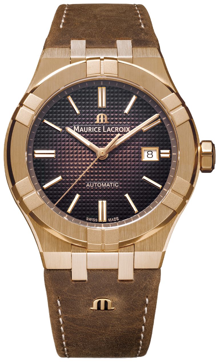 Maurice Lacroix Aikon Automatic Brown Dial Brown Leather Strap Watch For Men - AI6008-BRZ01-730-3