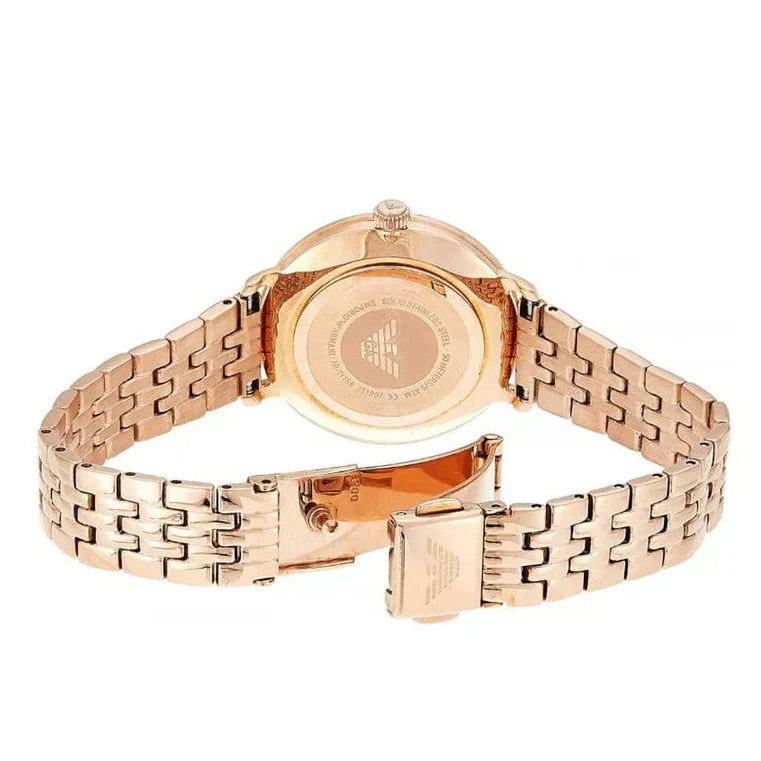 Emporio Armani Modern Mother of Pearl White Dial Rose Gold Steel Strap Watch for Women - AR11158