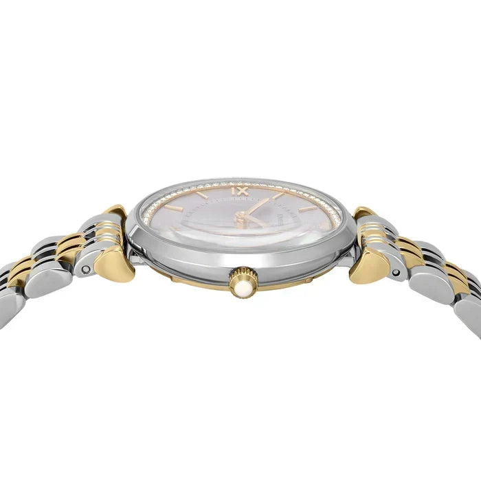 Emporio Armani Gianni T-Bar Beige Dial Two Tone Steel Strap Watch for Women - AR11702