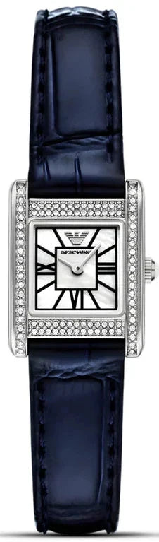 Emporio Armani Genni White Dial Blue Leather Strap Watch for Women - AR11718