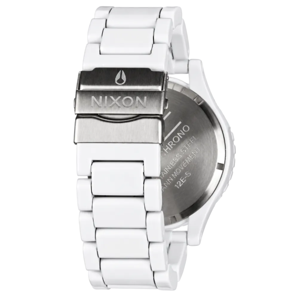 Nixon 51-30 Chronograph White Dial White Steel Strap Watch for Men - A083-1255