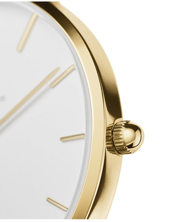 Daniel Wellington Classic Petite White Dial Gold Mesh Bracelet Watch For Women - DW00100348