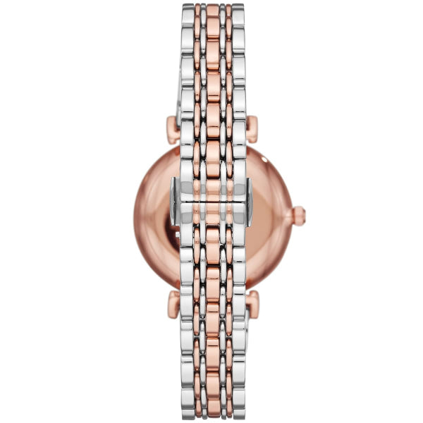 Emporio Armani Gianni T Bar White Dial Two Tone Steel Strap Watch For Women - AR80035