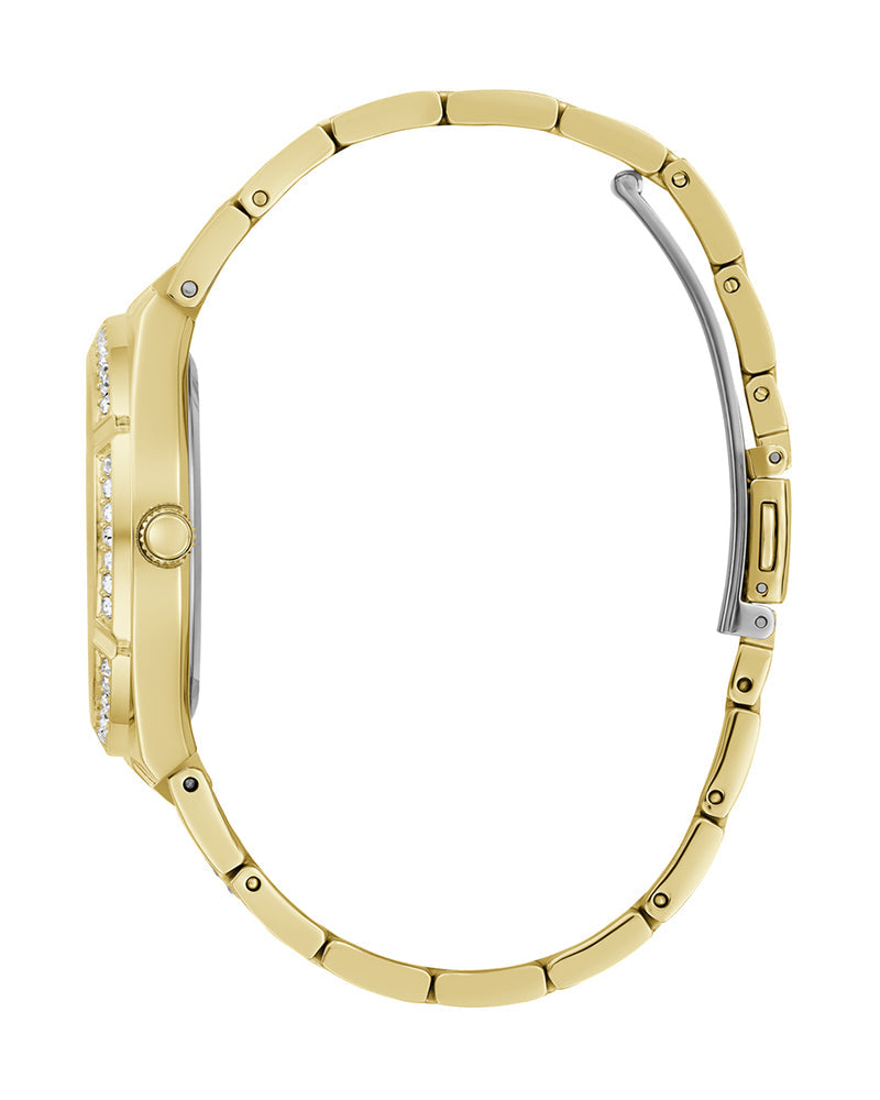 Guess Allara Quartz Gold Dial Gold Steel Strap Watch For Women - GW0604L2