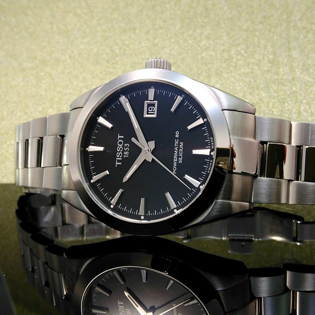 Tissot Gentleman Powermatic 80 Silicium Black Dial Silver Steel Strap Watch For Men - T127.407.11.051.00