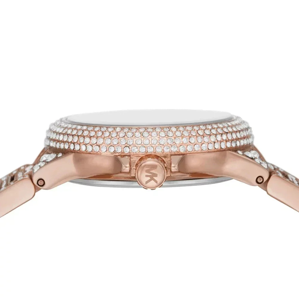 Michael Kors Camille Multifunction Crystals Rose Gold Dial Rose Gold Steel Strap Watch For Women - MK6997