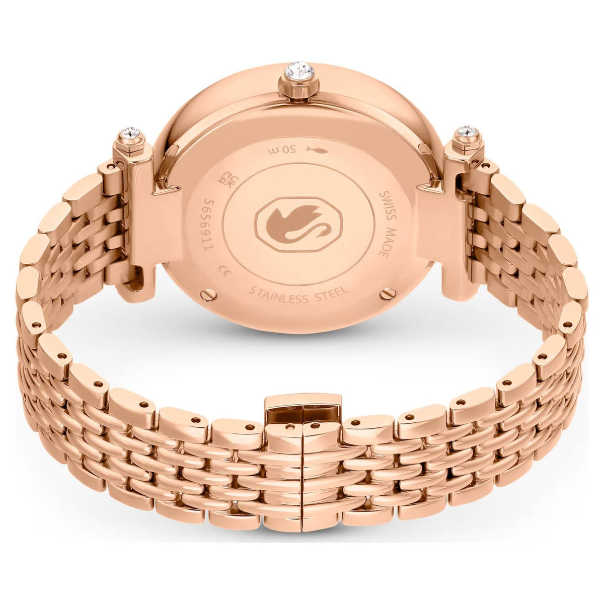 Swarovski Crystalline Wonder Silver Dial Rose Gold Steel Strap Watch for Women - 5656911