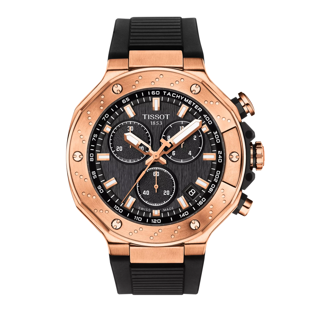 Tissot T Race Chronograph Black Dial Black Rubber Strap Watch For Men - T141.417.37.051.00