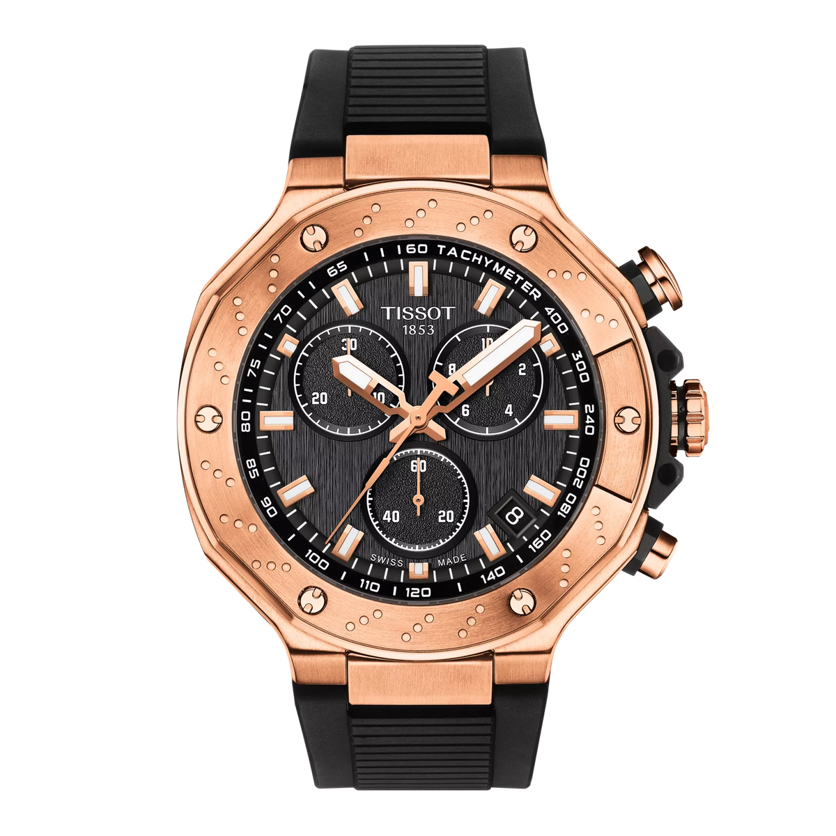 Tissot T Race Chronograph Black Dial Black Rubber Strap Watch For Men - T141.417.37.051.00