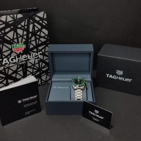 Tag Heuer Formula 1 Quartz Green Dial Silver Steel Strap Watch for Men - WAZ1017.BA0842
