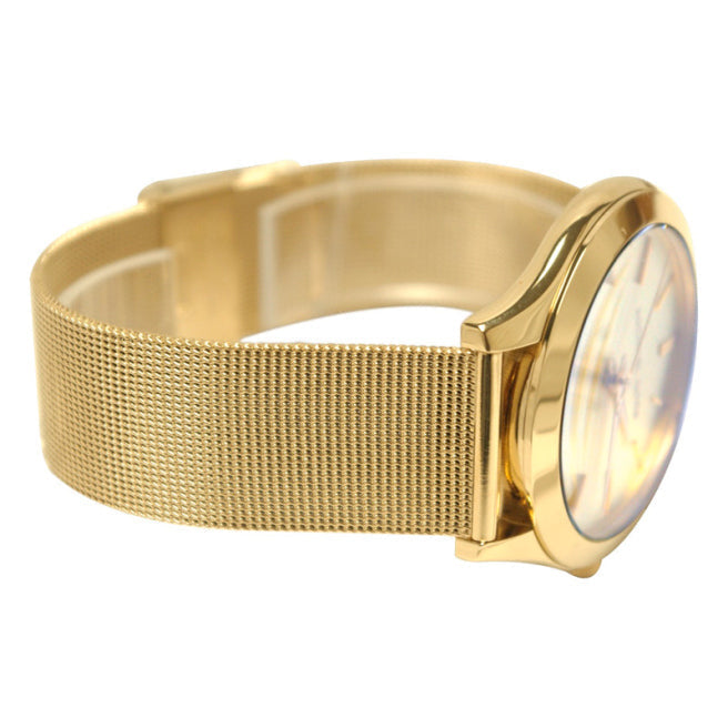 Michael Kors Slim Runway Champagne Dial Gold Mesh Bracelet Watch for Women - MK3282