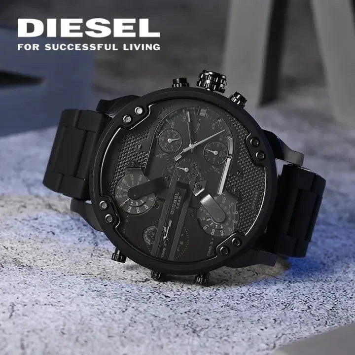 Diesel Mr Daddy 2.0 Chronograph Black Dial Black Steel Strap Watch For Men - DZ7396