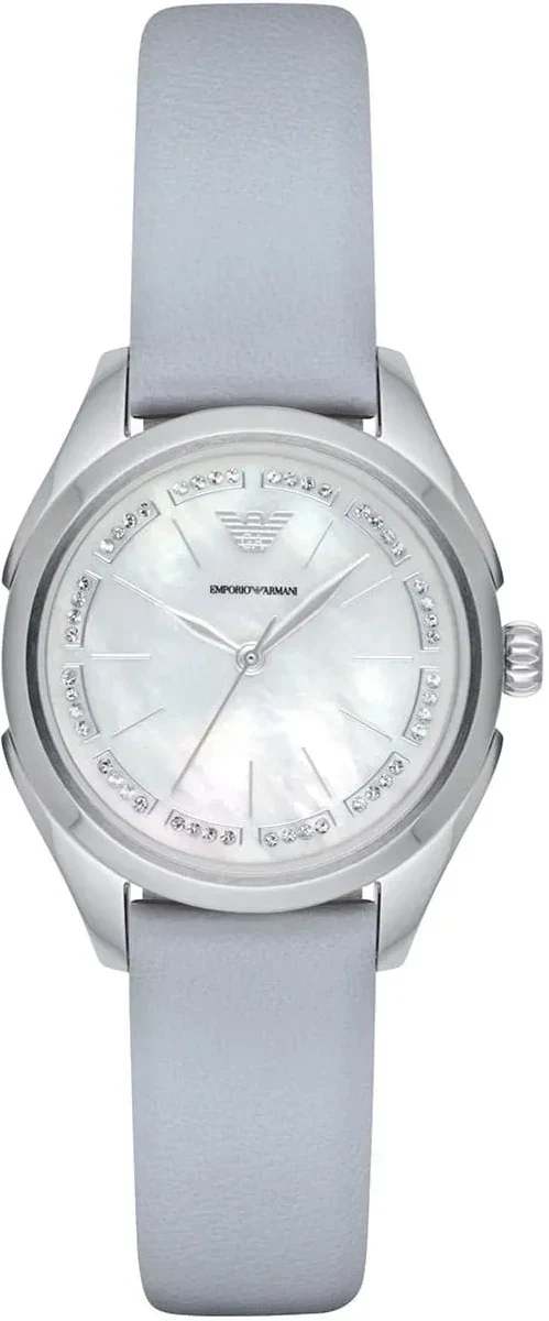 Emporio Armani Valeria Mother of Pearl Dial Blue Leather Strap Watch for Women - AR11032