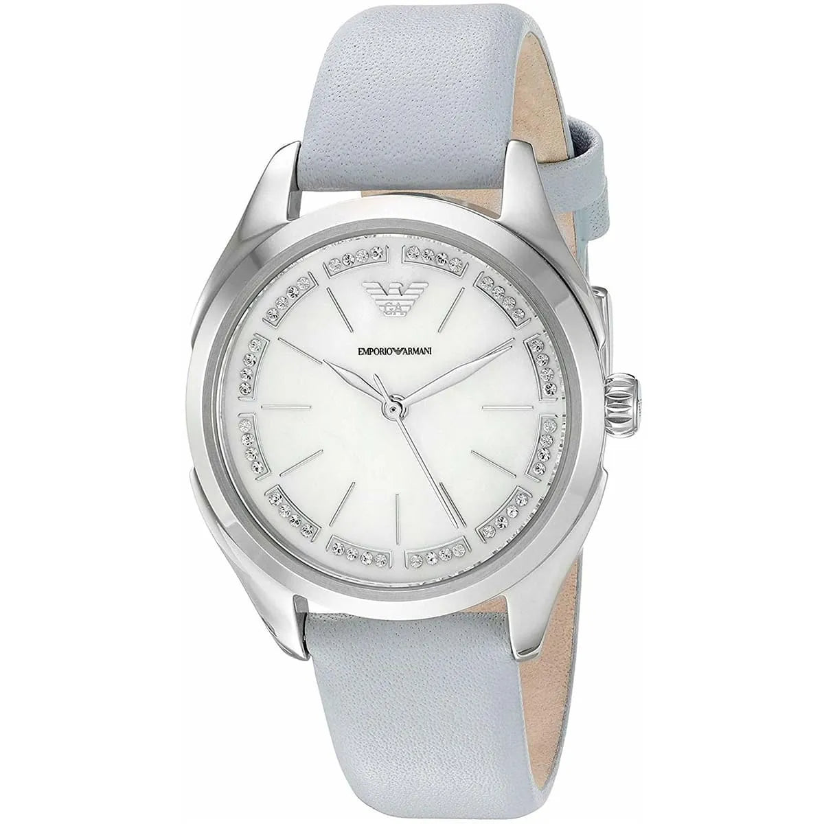 Emporio Armani Valeria Mother of Pearl Dial Blue Leather Strap Watch for Women - AR11032