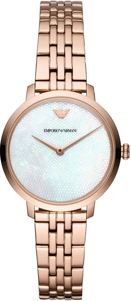 Emporio Armani Modern Mother of Pearl White Dial Rose Gold Steel Strap Watch for Women - AR11158