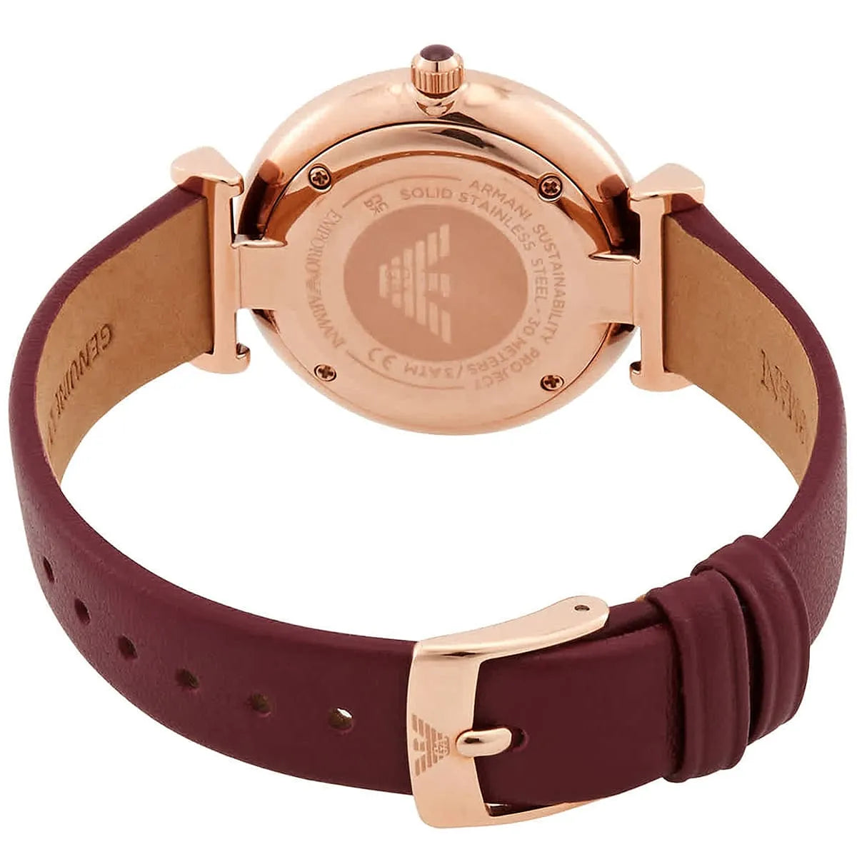 Emporio Armani Gianni T Bar Crystals Purple Dial Purple Leather Strap Watch for Women - AR11487