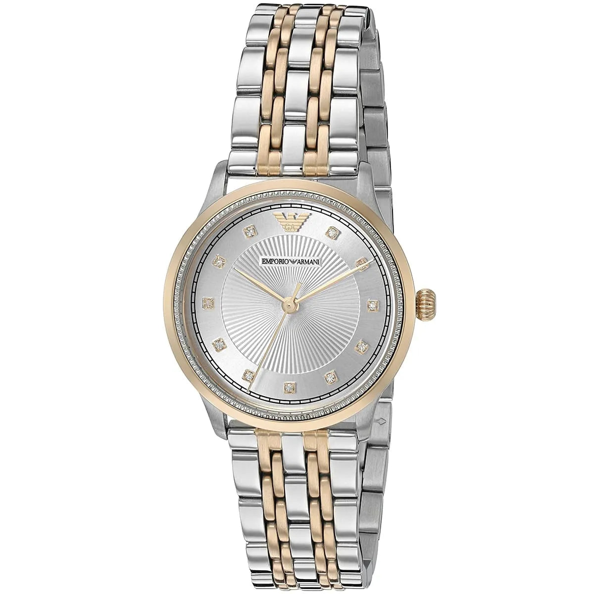 Emporio Armani Alpha Silver Dial Two Tone Steel Strap Watch for Women - AR1962