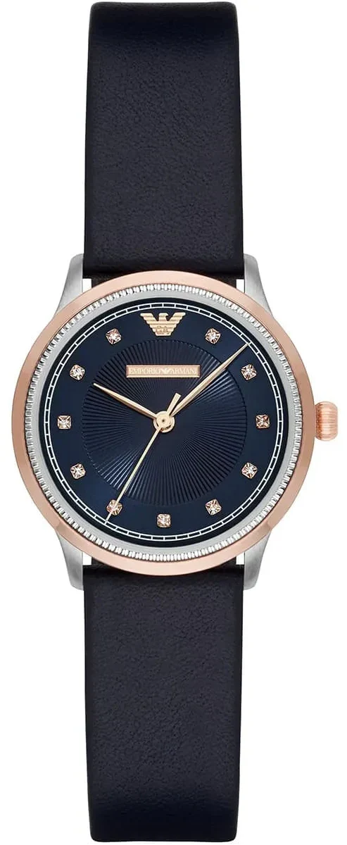 Emporio Armani Alpha XSmall Blue Dial Blue Leather Strap Watch for Women - AR2066