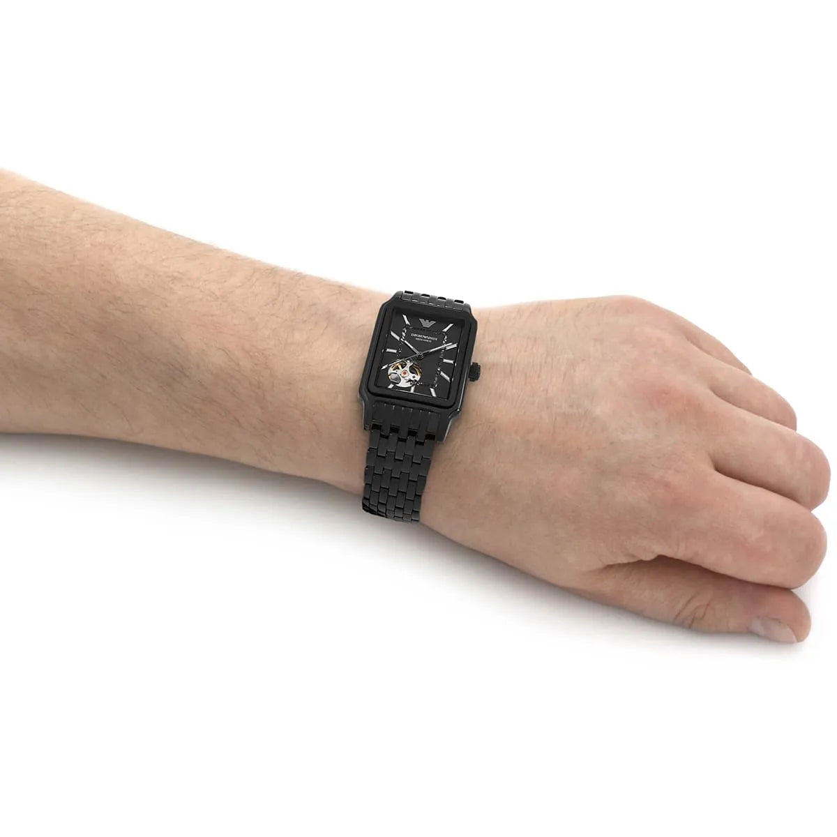 Emporio Armani Meccanico Black Dial Black Steel Strap Watch For Men - AR60058