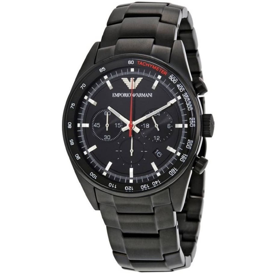 Emporio Armani Sigma Chronograph Black Dial Black Steel Strap Watch for Men - AR6094
