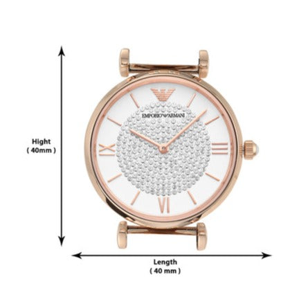 Emporio Armani Gianni T Bar White Dial Two Tone Steel Strap Watch For Women - AR80035