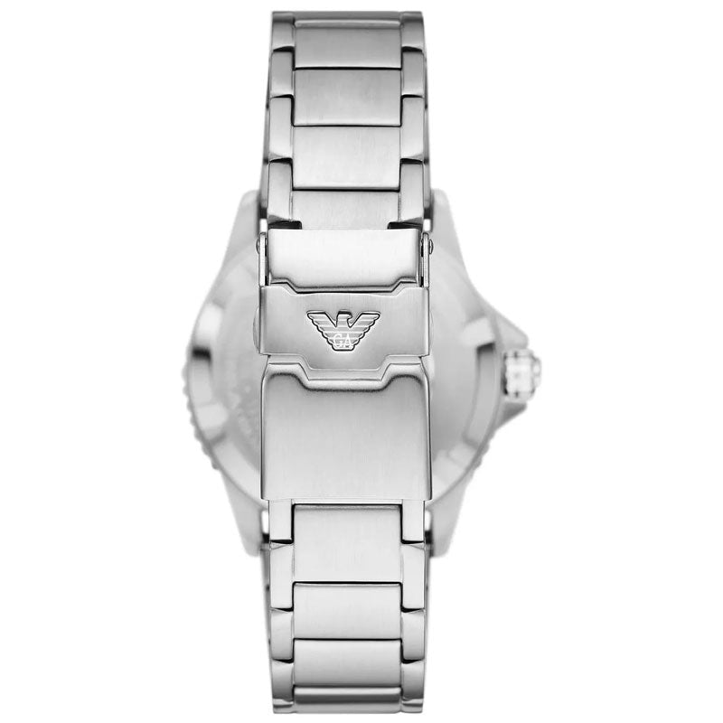 Emporio Armani Sea Explorer GMT Black Dial Silver Steel Strap Watch For Men - AR11589